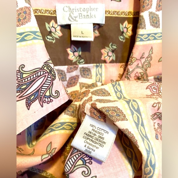 Christopher & Banks Paisley Floral Button Up Shirt Large - Picture 6 of 8